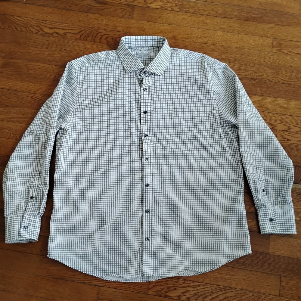 Twillory Dress Shirt Mens 18 34-35 Multicolor Gingham Check Cotton Preppy Casual